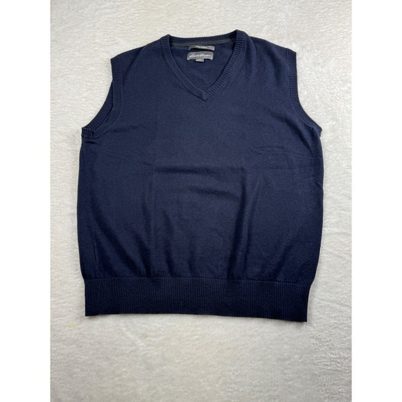 Eddie Bauer Other - Eddie Bauer Cotton Cashmere Sweater Vest Layering Academia Preppy Men Blue Large